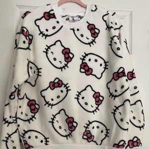 Hello Kitty White Plush Fleece Sweatshirt by Sanrio Large